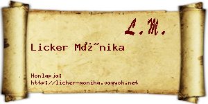 Licker Mónika névjegykártya
